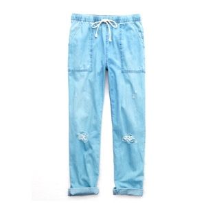 Aerie Chambray Distressed Pants